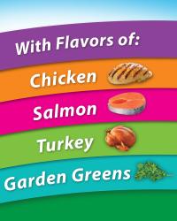 with flavors of chicken, salmon, turkey, and garden greens