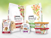 Lineup of Beneful Dog Food packages