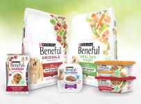 Lineup of Beneful Dog Food packages