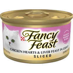 Fancy Feast Sliced Chicken Hearts and Liver Feast Canned Cat Food Fancy Feast Sliced Chicken Hearts and Liver Feast Canned Cat Food