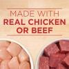 Elaborado con carne real de pollo y res
