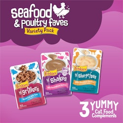 Friskies Seafood & Poultry Faves Variety Pack – Three Yummy Cat Food Complements