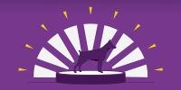 illustration of dog standing on podium