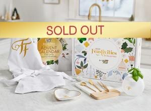 Feastivities white advent calendar box with Fancy Feast branded items