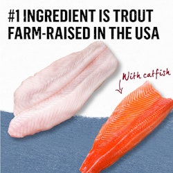 El ingrediente principal es trucha criada en granjas de Estados Unidos