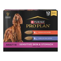 Pro-plan-sensitive-skin-and-stomach-wet-dog-food-variety-pack-with-samon-and-rice-lamb-and-oatmeal