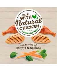 Made with natural chicken farm raised and flavors of carrots and chicken