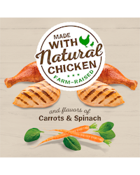 Made with natural chicken farm raised and flavors of carrots and chicken