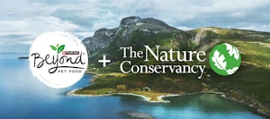 Beyond and The Nature Conserancy partnered logos over view of island