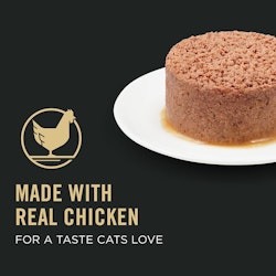 Hecho con carne real de pollo para lograr un sabor que los gatos aman