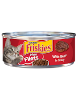 Alimento húmedo para gatos adultos Friskies Filetes de primera calidad con carne de res en salsa preparada con jugo de cocción