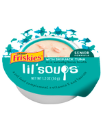 Complemento y Topper de alimento para gatos Friskies Lil' Soups Senior Formula With Skipjack Tuna in a Velvety Tuna Broth 