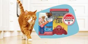 Upload a receipt that includes both Cat Chow and Tidy Cats products for a one-time, 2000-point bonus.