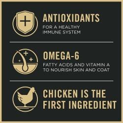 Purina Pro Plan Specialized Weight Management dog food label with antioxidants, Omega-6 and chicken is the first ingredient.