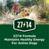 twenty-seven percent protein, sixteen percent fat maintains healthy energy for active dogs