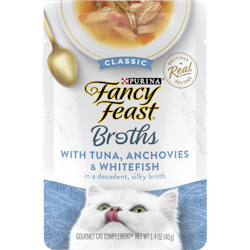 Purina Fancy Feast Wet Cat Food Broth Complement, Classic With Tuna, Anchovies and Whitefish