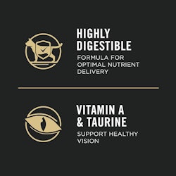 Highly digestible formula for optimal nutrient delivery. Vitamin A & Taurine, support healthy vision