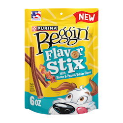 Beggin’ Flavor Stix With Bacon & Peanut Butter Flavor Dog Treats package