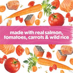 made with real salmon, tomatoes, carrots and wild rice