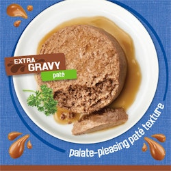 Extra gravy paté. Palate-pleasing paté texture.