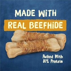Made with real beefhide. Packed with 80% protein.