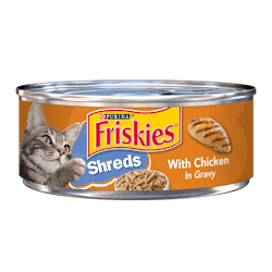 Alimento húmedo para gatos en tiras Friskies con pollo en salsa preparada con jugo de cocción