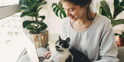 A cat with a woman
