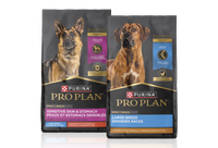Pro Plan Large Breed Dog Food packages.