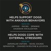 Helps support dogs with anxious behaviors such as jumping, pacing, spinning, excessive vocalization. Helps dogs cope with external stressors such as unfamiliar visitors, novel sounds, separation, changes in routine and location.