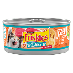 Purina Friskies Wet Cat Food Tasty Treasures With Chicken and Tuna in Gravy (Scallop Flavor) 