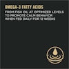 Omega-3 fatty acids from fish oil at optimized levels to promote calm behavior