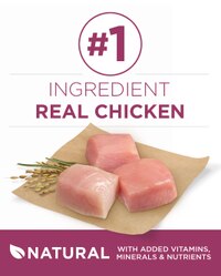 El ingrediente principal es el pollo de verdad. Productos naturales con vitaminas, minerales y nutrientes adicionales.