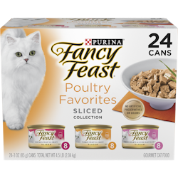 Fancy Feast Sliced Poultry Favorites in Wet Cat Food Gravy 24 Ct Variety Pack