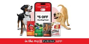free coupon for $5 on select Purina dry dog food when you download and sign up for the myPurina app