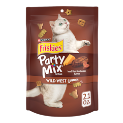 Friskies Party Mix Wild West Crunch Cat Treats package