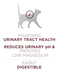 maintains urinary tract health, reduces urinary ph and provides low magnesium, easily digestible