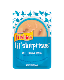 Friskies Lil' Slurprises with Flaked Tuna in a Dreamy Sauce Cat Food Topper