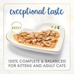 Exceptional taste. In gravy. 100% complete & balanced for kittens & adult cats.