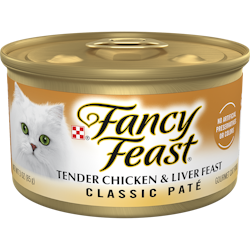 Alimento húmedo <i>gourmet</i> para gatos Fancy Feast sabor paté clásico de festín de pollo e hígado tiernos