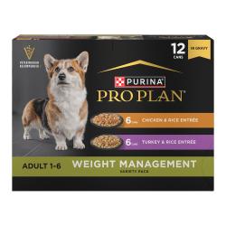Pro-plan-wet-dog-food-variety-pack-for-weight-management-with-chicken-turkey-and-rice-flavors