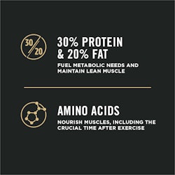 Un 30 % de proteínas y un 20 % de grasas, aminoácidos