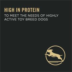 Rica en proteínas para satisfacer las necesidades de las razas de perros miniatura altamente activos.