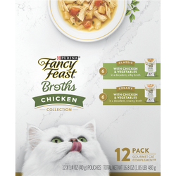 Purina Fancy Feast Chicken Broth Complement Lickable Grain Free Wet Cat Food Variety Pack