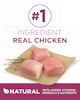 El ingrediente principal es el pollo de verdad. Productos naturales con vitaminas, minerales y nutrientes adicionales.
