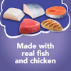 Elaborado con carne real de pescado y pollo