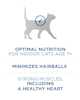 Optimal nutrition for indoor cats age 7 plus minimizes hairballs strong muscles including a healthy heart