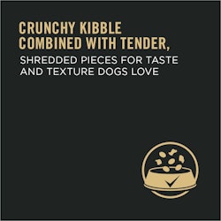 crunchy kibble combined with tender, shredded pieces for delicious taste and texture