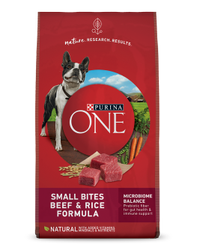fórmula de carne de res y arroz en trozos pequeños Purina ONE