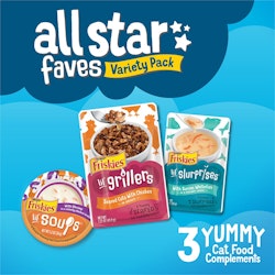 Friskies All-Star Faves Variety Pack – Three Yummy Cat Food Complements