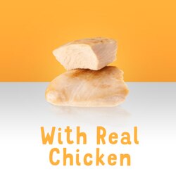 Hecho con carne real de pollo